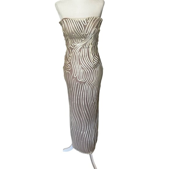 Michael Costello x REVOLVE Opal Midi Dress in Ivory Beige XSmall New Womens - Picture 4 of 9